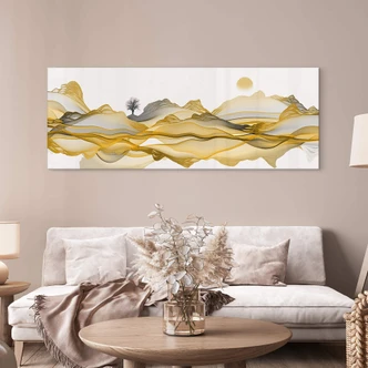 Tableau sur verre acrylique Montagnes Dorées - Panorama 