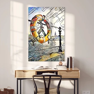 Tableau sur verre acrylique Zamart - Kandinsky rencontre Hambourg sur le port 