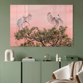 Tableau sur verre acrylique Zhao - Birds at Sunset 
