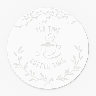 Acrylglasbild, Fensterbild zum Aufhängen Auszeit mit Kaffee und Tee - Rund 