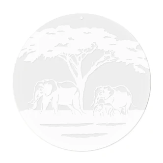 Acrylglasbild, Fensterbild zum Aufhängen Elefanten-Familie in Afrika - Rund 