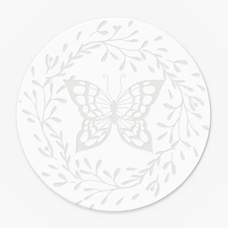 Acrylglasbild, Fensterbild zum Aufhängen Kranz mit Schmetterling - Rund 