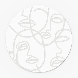 Acrylglasbild, Fensterbild zum Aufhängen Line Art - Gesichter - Rund 