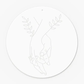 Acrylglasbild, Fensterbild zum Aufhängen - Line Art - Liebespaar Händchen haltend - Lizde - Rund 