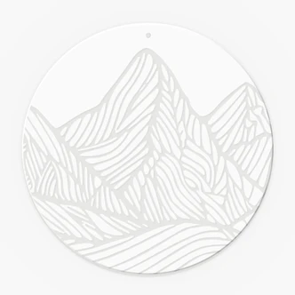 Acrylglasbild, Fensterbild zum Aufhängen Minimalistische Berglandschaft - Rund 