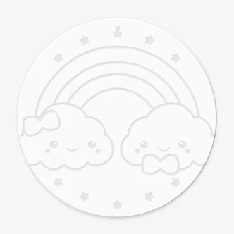 Acrylglasbild, Fensterbild zum Aufhängen Regenbogen mit Wolken - Rund 
