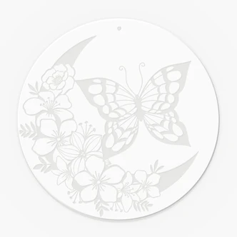 Acrylic print, window picture to hang butterfly in the flower moon - round 