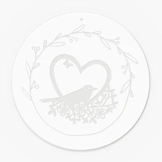 Acrylglasbild, Fensterbild zum Aufhängen Vogel im Blumenherz - Rund 