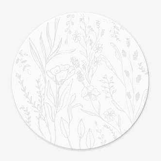 Acrylglasbild, Fensterbild zum Aufhängen Wildblumen im Line Art Stil - Rund 
