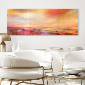 Acrylglasbild Goldener Horizont im Abendlicht - Schmucker - Panorama Acrylglasbild Goldener Horizont im Abendlicht - Schmucker - Panorama