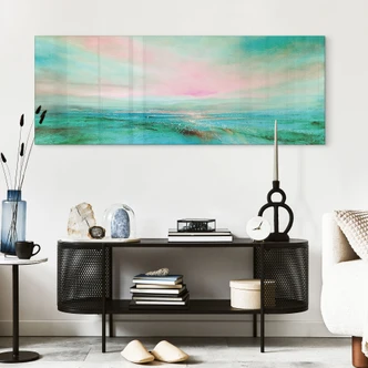 Acrylglasbild Türkisfarbenes Meer im Abendlicht - Schmucker - Panorama Acrylglasbild Türkisfarbenes Meer im Abendlicht - Schmucker - Panorama