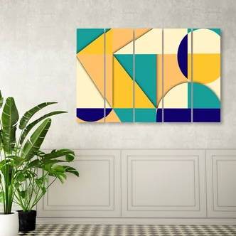 Leinwandbild 5 teilig, Geometrische Abstraktionsformen 