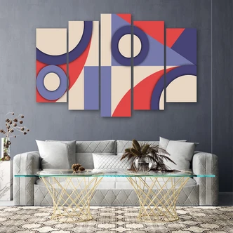 Leinwandbild 5 teilig, Geometrische Abstraktionsformen 