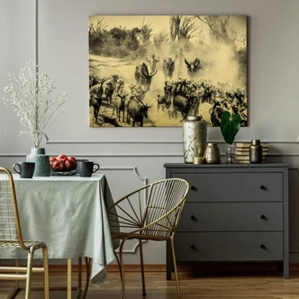 Alu-Dibond met goud effect Tagliarino - Kudde Geiten in Afrika 