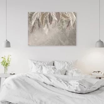 Leinwandbild, Palmen Blätter Beton 3D 