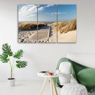 Impression sur toile en 3 parties, plage, mer, sable, nature 