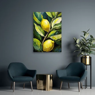 Leinwandbild Zitronen Acryl handbemalt 