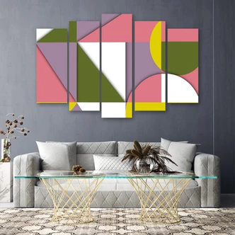 Leinwandbild 5 teilig, Geometrische Abstraktionsformen 