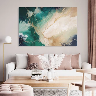 Wanddecoratie Elegantie van de oceaan - Gouden stromingen - Alpenglow Workshop - Aluminium Dibond 