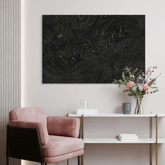 Tableaux Lignes abstraites noir et or - Amini - Alu-Dibond 