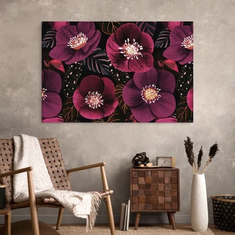 Wanddecoratie Bloemen in paarse tinten - Anijs illustratie - Aluminium dibond 