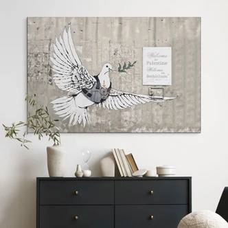 Wandbild Banksy - Die Friedenstaube - Alu-Dibond 