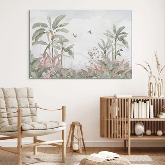 Wandbild Tropische Idylle mit Kolibri Blau - Bloomery Decor - Alu-Dibond Wandbild Tropische Idylle mit Kolibri Blau - Bloomery Decor - Alu-Dibond