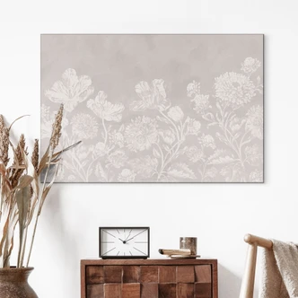 Wandbild Wildblumen in Kreide-Optik Beige - Bloomery Decor - Alu-Dibond Wandbild Wildblumen in Kreide-Optik Beige - Bloomery Decor - Alu-Dibond