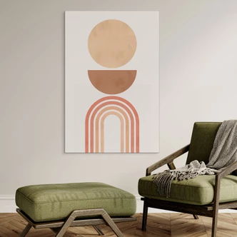 Wandbild Abstrakte Balance - Retro Bögen und Kreise - Costa - Alu-Dibond 