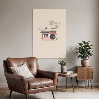 Wandbild Retro Radio floral - Frida Floral Studio - Alu-Dibond 