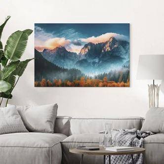 Wandbild Herbstliche Landschaft am Gipfel Triglav in den Julischen Alpen - Alu-Dibond 
