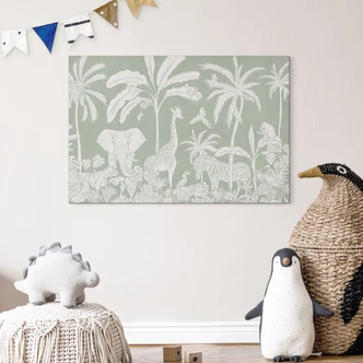 Wanddecoratie jungle dieren in tropisch groen - Kikki Belle - Aluminium dibond 