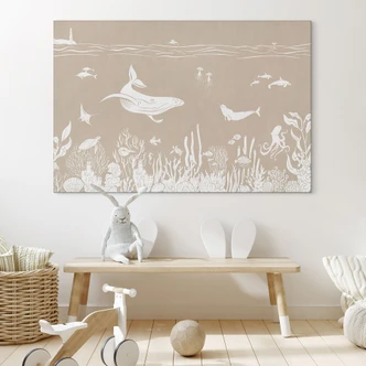 Wanddecoratie Fascinerende zeedieren in de oceaan - Bruin - Kikki Belle - Aluminium dibond 