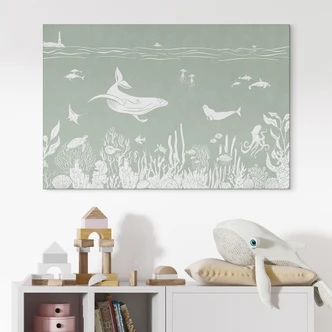 Wanddecoratie Koraalrif en zeedieren - Een reis in het groen - Kikki Belle - Aluminium dibond 