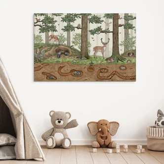 Stampe per pareti con oggetti nascosti di animali della foresta - Kikki Belle - alluminio dibond 