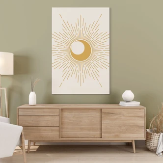 Wanddecoratie Gouden zonnestralen - KsanaKalpa - Alu-Dibond 