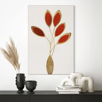 Wandbild Cinco Rot-Gold - Alu-Dibond - Kubistika Wandbild Cinco Rot-Gold - Alu-Dibond - Kubistika