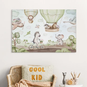 Wanddecoratie Ballonvaart van de dierenvrienden - Kvilis - Alu-Dibond 