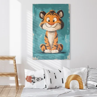 Wanddecoratie Gelukkige tijger welp - Magnusson - Alu-Dibond 