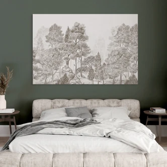 Wanddecoratie bos met boslandschap in beige - Ms Tiff - Alu-Dibond 