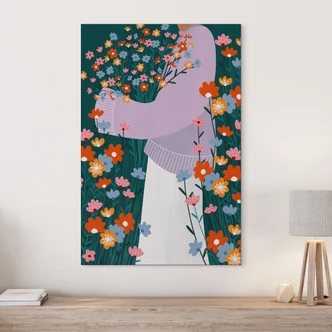 Wandbild Frau im bunten Blumengarten - Alu-Dibond - Müller 