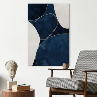 Wandbild Geometrische Balance in Blau und Weiß - Paksoylu - Alu-Dibond Wandbild Geometrische Balance in Blau und Weiß - Paksoylu - Alu-Dibond