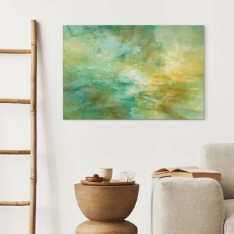 Tableaux Horizon abstrait vert citron - Schmucker - Alu-Dibond 