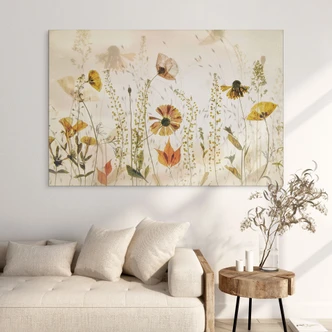 Wandschildering Wilde weidebloemen in het zonlicht - Talen - Alu-Dibond Wandschildering Wilde weidebloemen in het zonlicht - Talen - Alu-Dibond
