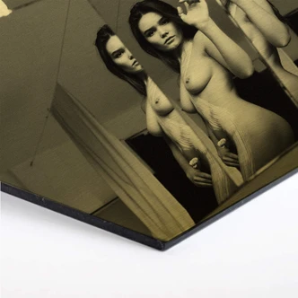 Hexagon - Alu-Dibond goud effect Kornienko - In the Mirror 