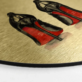 Alu-Dibond mit Goldeffekt High Heels - Rund 