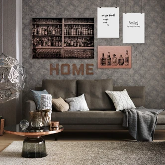 Alu-Dibond Kopereffect – 5 Flessen met lol Alu-Dibond Kopereffect – 5 Flessen met lol