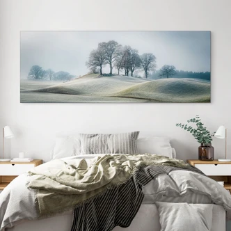 Wandbild Frostige Hügellandschaft - Eisenmann - Panorama - Alu-Dibond 