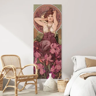 Wandbild Mucha - Edelsteine: Amethyst - Alu-Dibond Panorama 