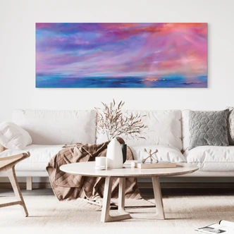 Wandbild Leuchtender Abendhimmel am Meer - Schmucker - Alu-Dibond Panorama 